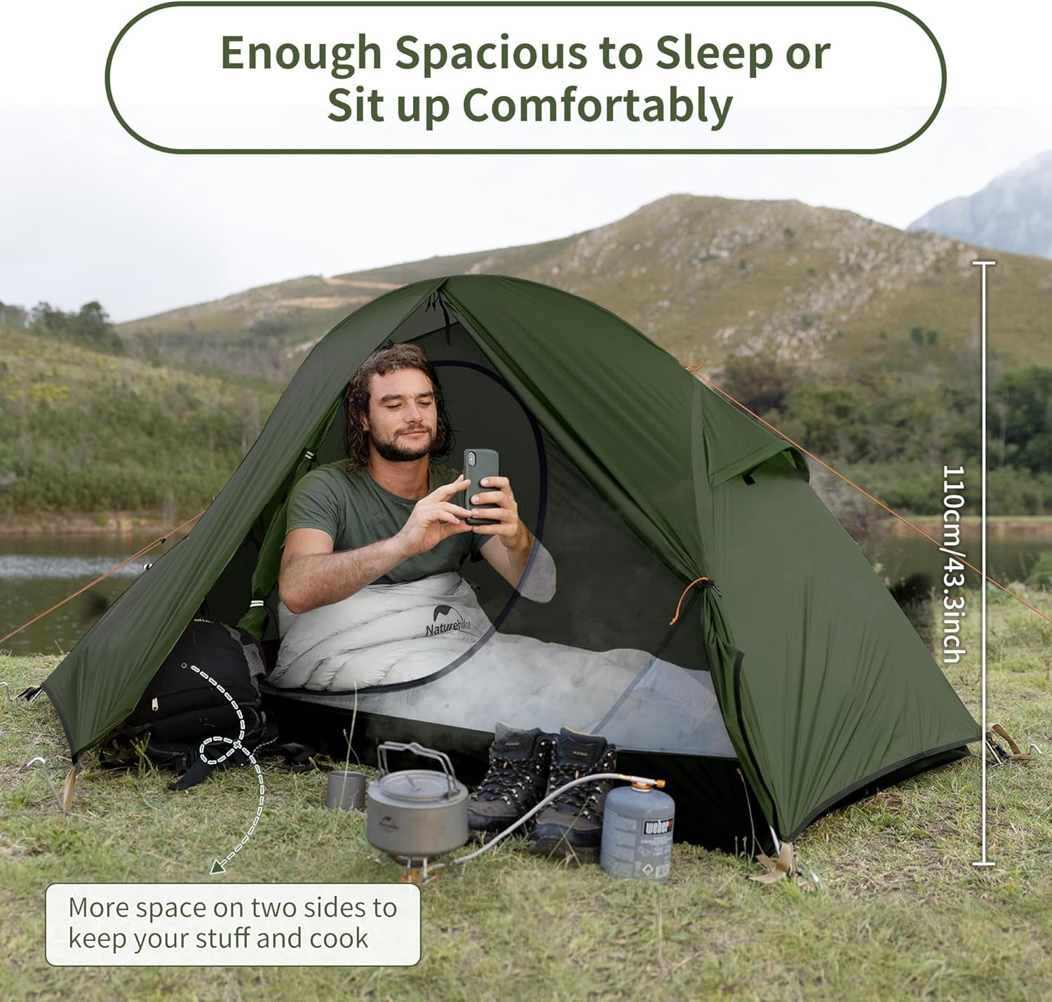 Lightweight Waterproof Backpacking Tent for One Person with Footprint - Ideal for Camping and Hiking