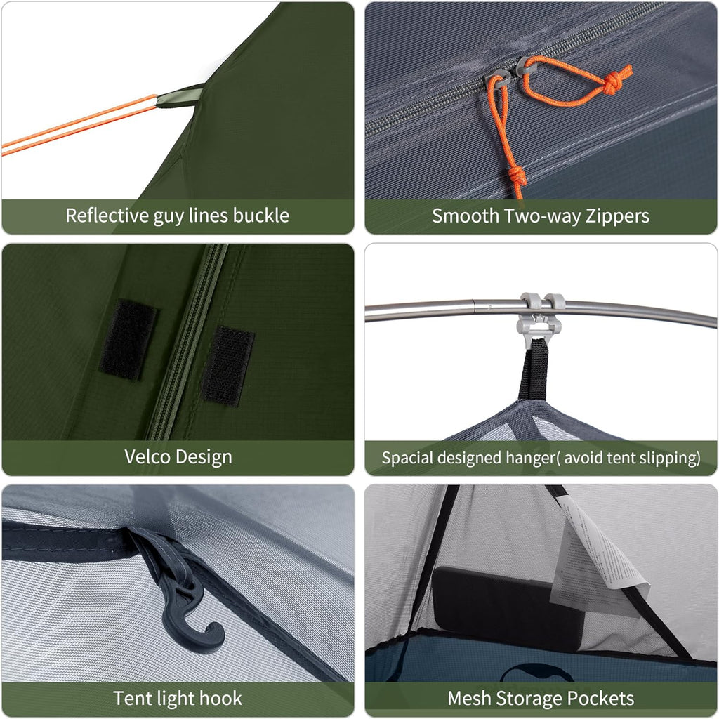 Lightweight Waterproof Backpacking Tent for One Person with Footprint - Ideal for Camping and Hiking
