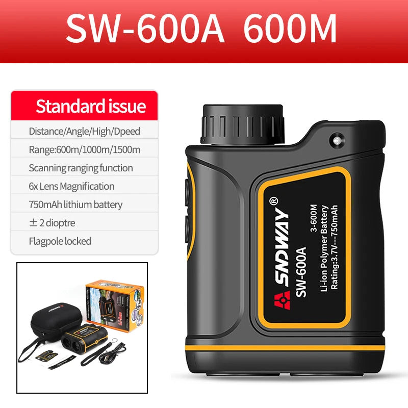 SNDWAY 600M 1000M 1500M Range Finder Telemeters Golf Rangefinder Distance Meter Professional Angle High Speed Continuous Measure