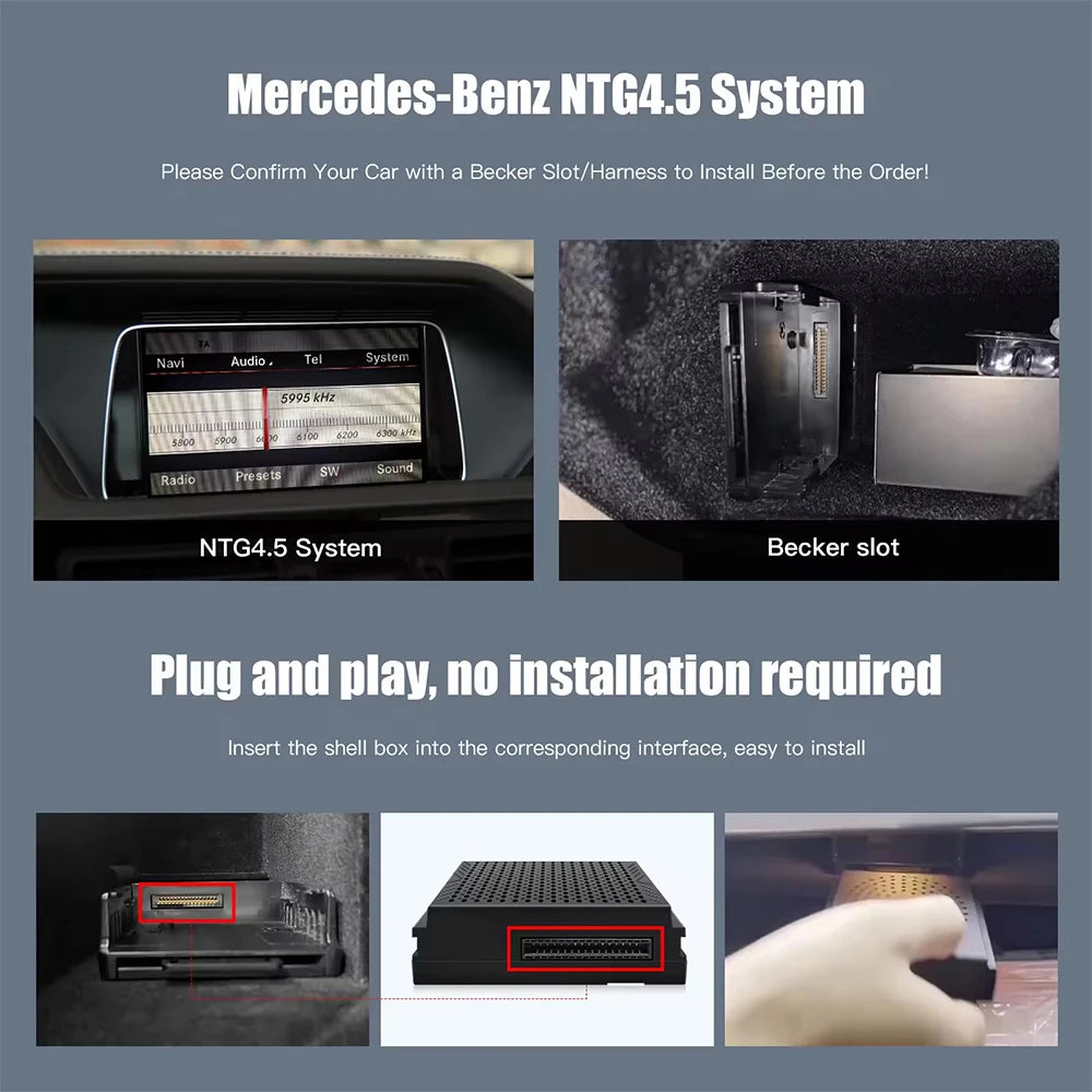 Wireless Carplay Suitable For Mercedes Benz A B C E CLA GLA GLK ML Sprinter NTG4.5 Becker Module Android Auto Navigation