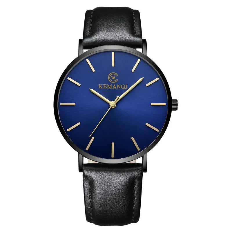 Men's Luxury Gold Ultra-Thin Quartz Watch | Leather Strap, Business Style