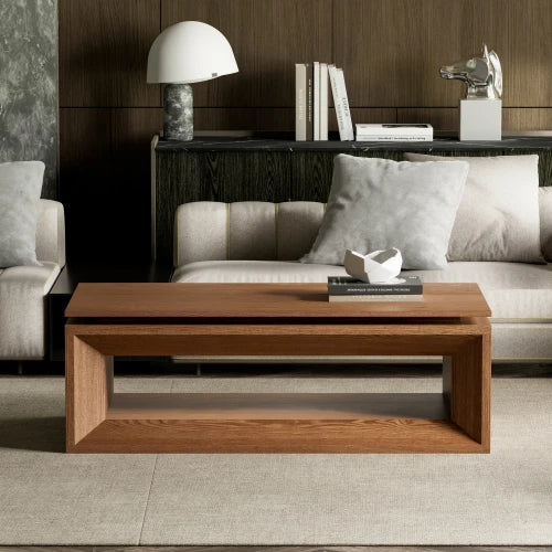 Walnut Lift-Top Coffee Table | Solid Wood Veneer, Adjustable Height, Storage