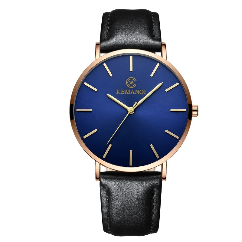 Men's Luxury Gold Ultra-Thin Quartz Watch | Leather Strap, Business Style