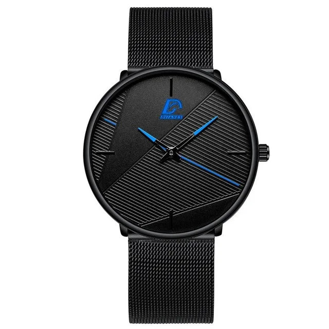 DIJANES Men's Minimalist Quartz Watch | Stainless Steel Mesh Belt, 40mm