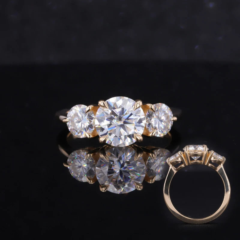 1CT Lab Diamond 3-Stone Engagement Ring | 10K Solid Gold, Custom Fashion Jewellery