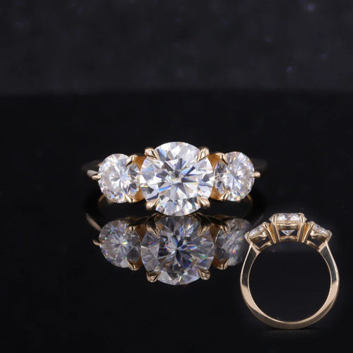 1CT Lab Diamond 3-Stone Engagement Ring | 10K Solid Gold, Custom Fashion Jewellery