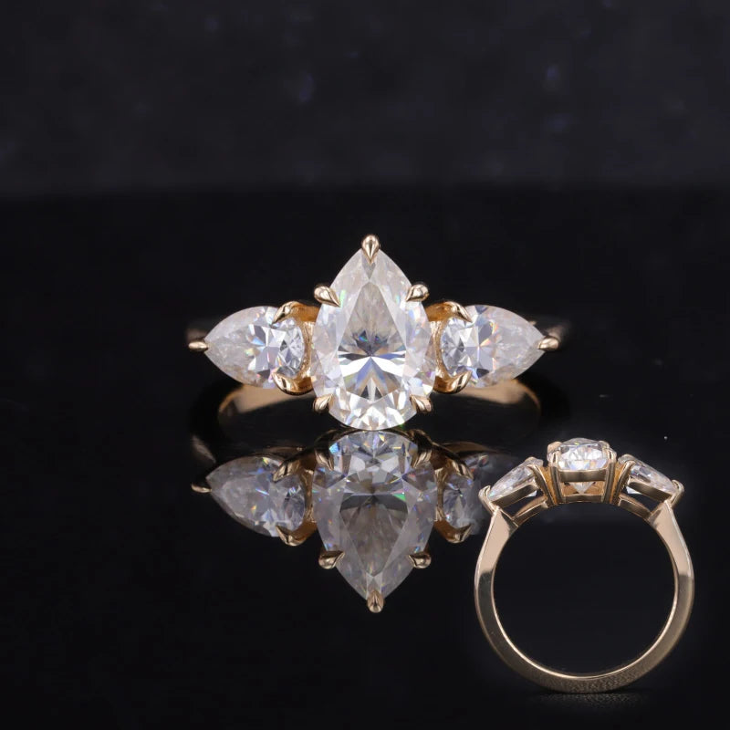 1CT Lab Diamond 3-Stone Engagement Ring | 10K Solid Gold, Custom Fashion Jewellery
