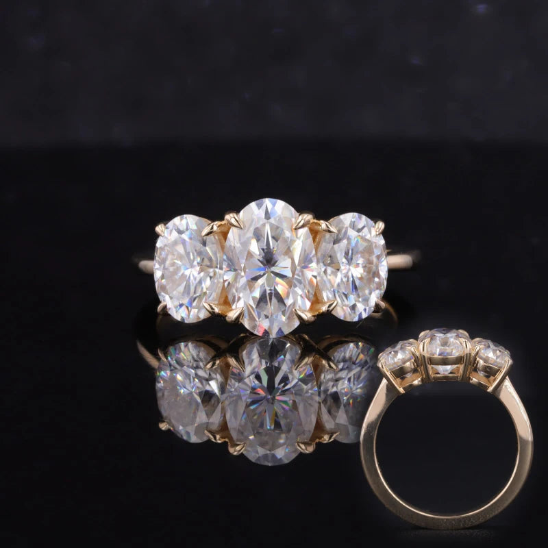 1CT Lab Diamond 3-Stone Engagement Ring | 10K Solid Gold, Custom Fashion Jewellery