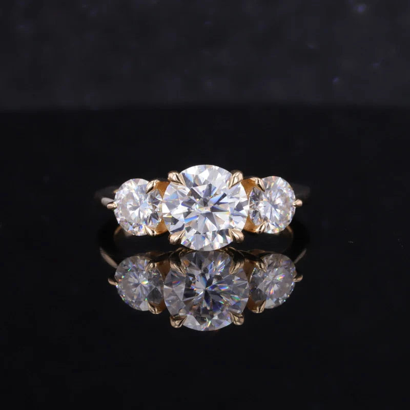 1CT Lab Diamond 3-Stone Engagement Ring | 10K Solid Gold, Custom Fashion Jewellery
