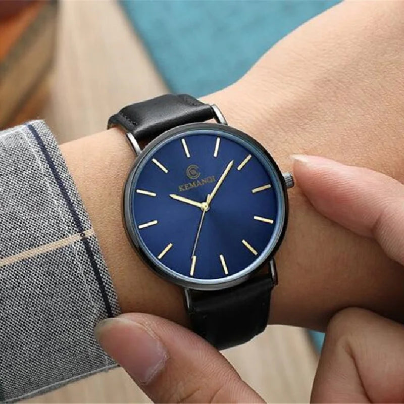 Men's Luxury Gold Ultra-Thin Quartz Watch | Leather Strap, Business Style