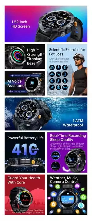 C29 Sports Smart Watch | 1.52" Display, BT Calling, Heart Rate, 1ATM Waterproof