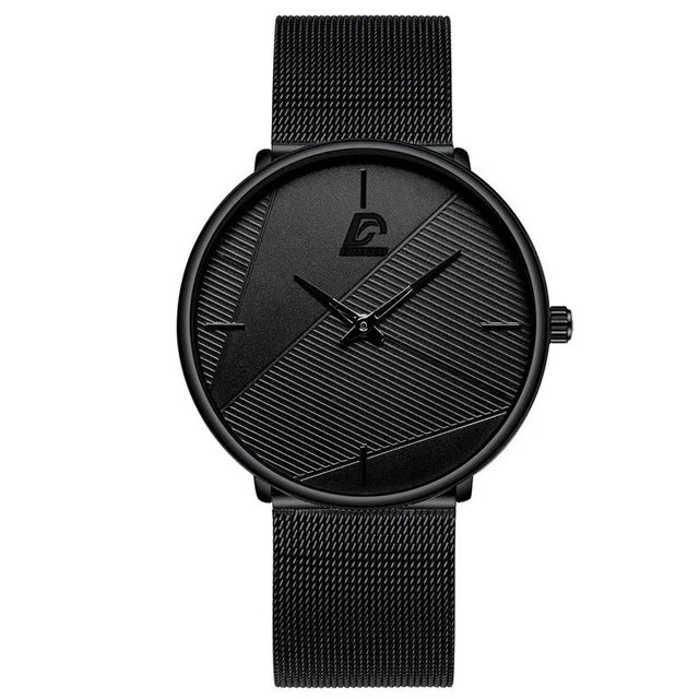 DIJANES Men's Minimalist Quartz Watch | Stainless Steel Mesh Belt, 40mm