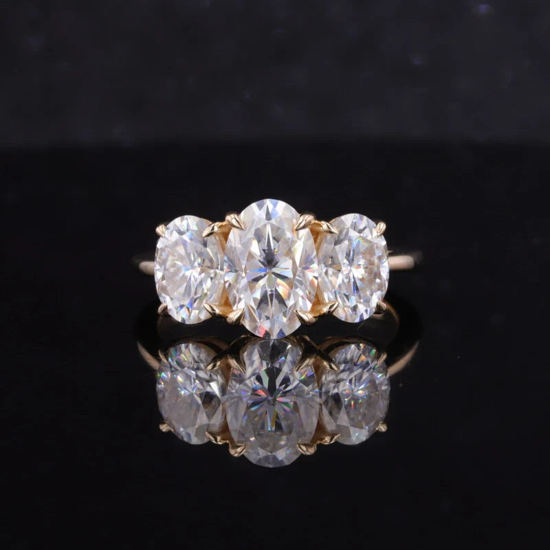 1CT Lab Diamond 3-Stone Engagement Ring | 10K Solid Gold, Custom Fashion Jewellery