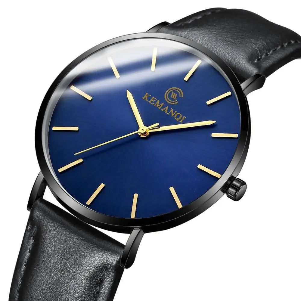 Men's Luxury Gold Ultra-Thin Quartz Watch | Leather Strap, Business Style