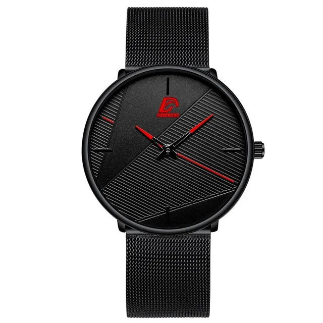 DIJANES Men's Minimalist Quartz Watch | Stainless Steel Mesh Belt, 40mm