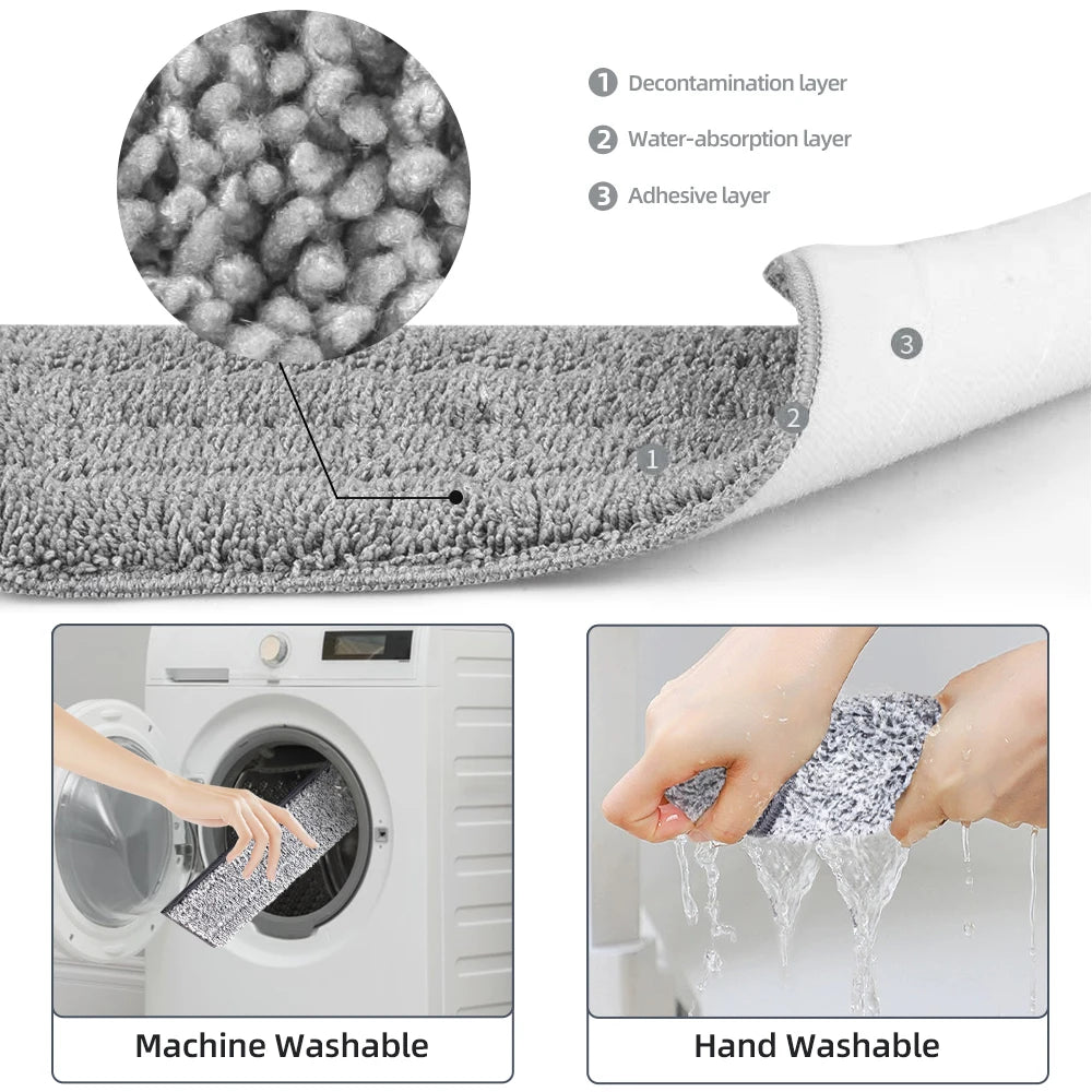 Hands-Free Flat Floor Mop & Bucket Set – Washable Microfiber Pads for Hardwood