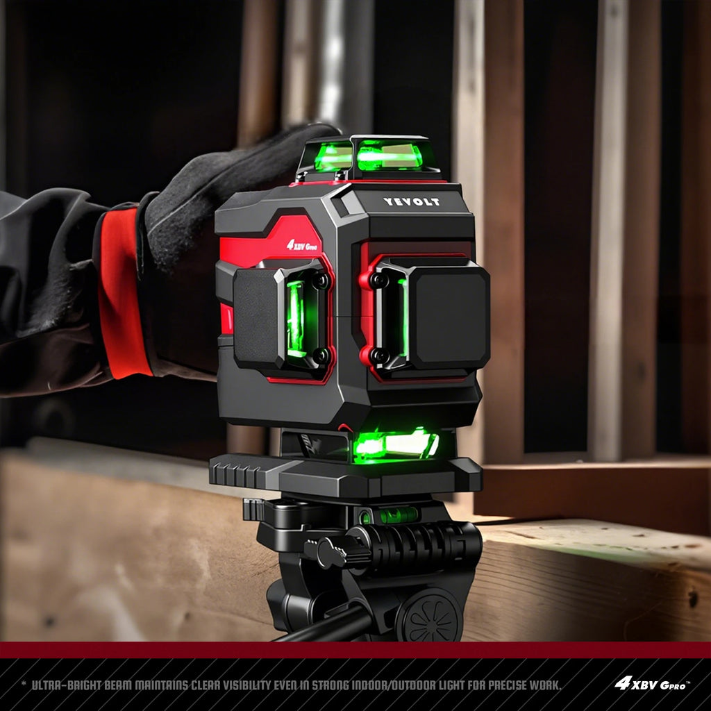 YEVOLT YVGLL4XS16 16 Lines 4-Plane Green Laser Level Tools 4D with 3Ah/5.2Ah Power Self-Leveling Machine Horizontal & Vertical