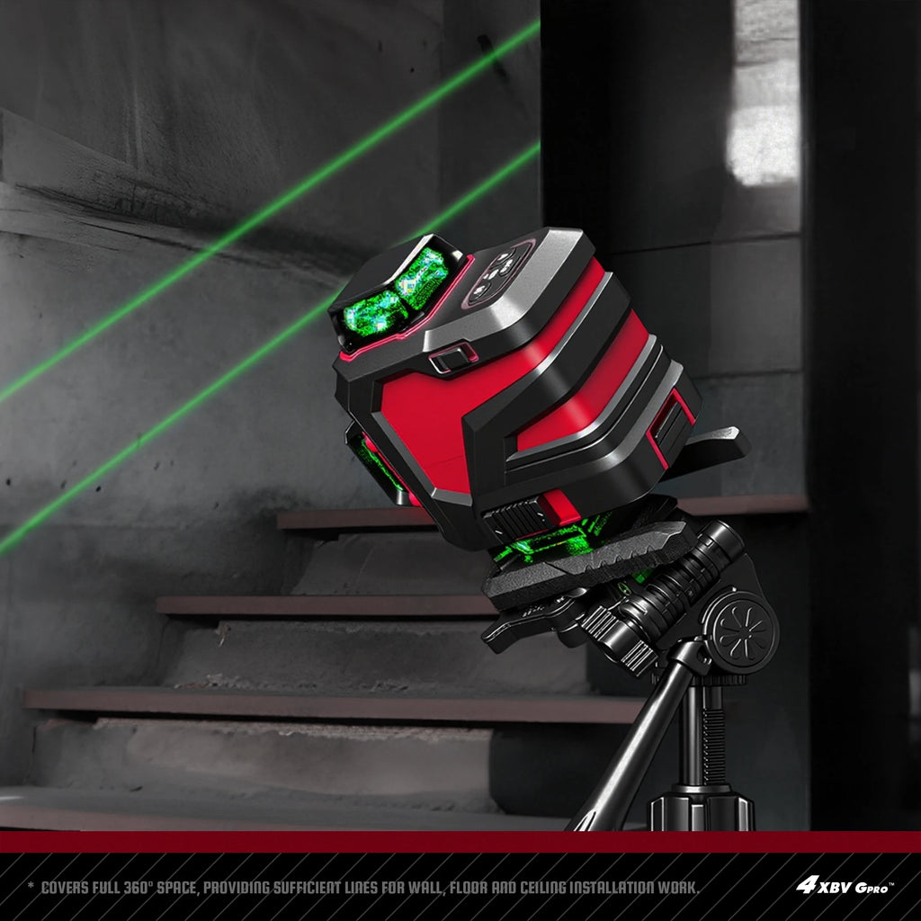 YEVOLT YVGLL4XS16 16 Lines 4-Plane Green Laser Level Tools 4D with 3Ah/5.2Ah Power Self-Leveling Machine Horizontal & Vertical