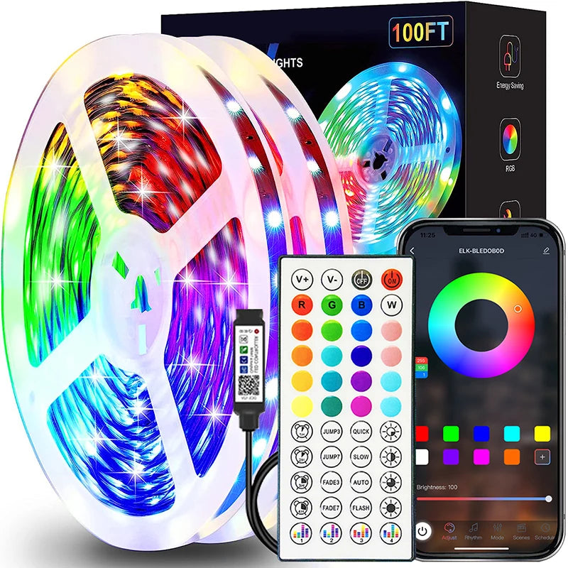 RGB LED Strip Lights 1M–40M – App-Controlled Flexible Room & Bedroom Decoration