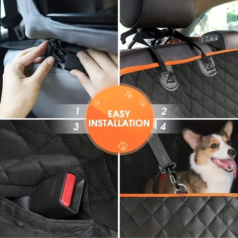 Waterproof Dog Car Seat Cover – Scratch-Resistant Pet Hammock for Back Seat