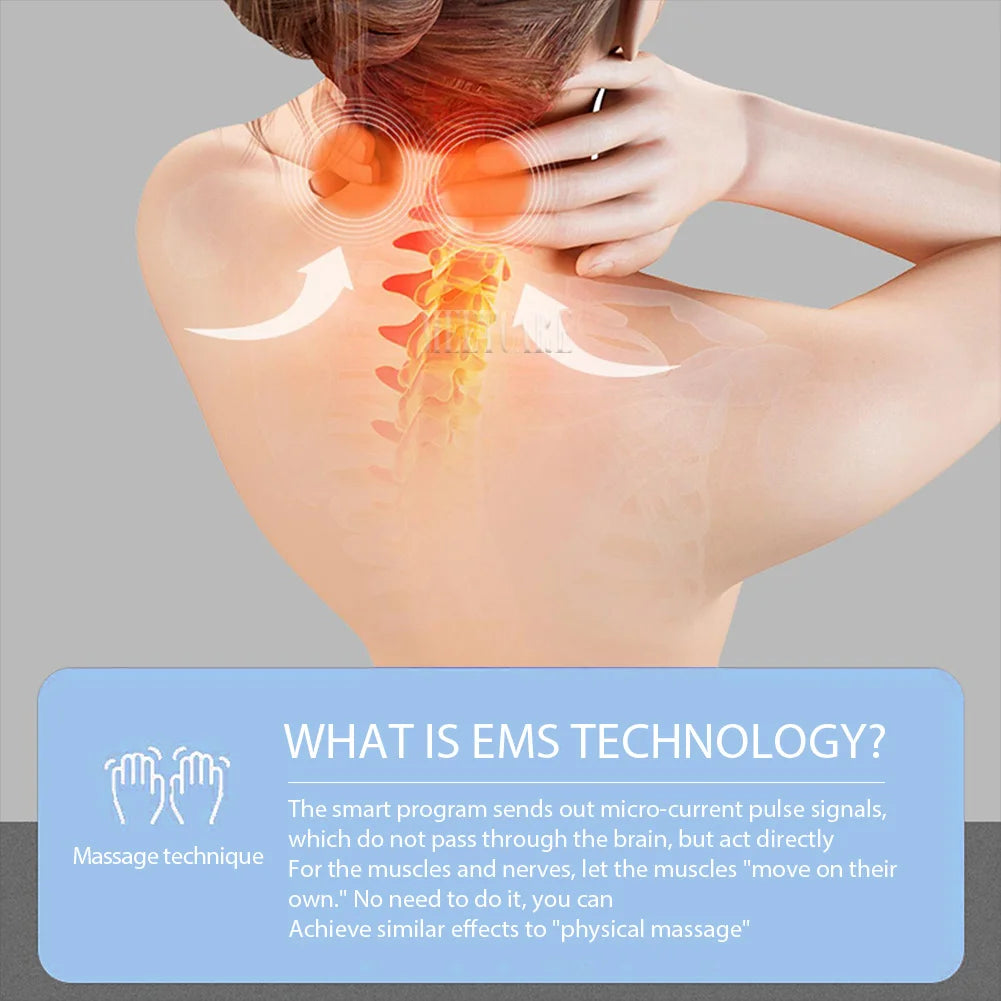 EMS Pulse Neck Massager – Electric Smart Cervical TENS Pain Relief & Relaxation