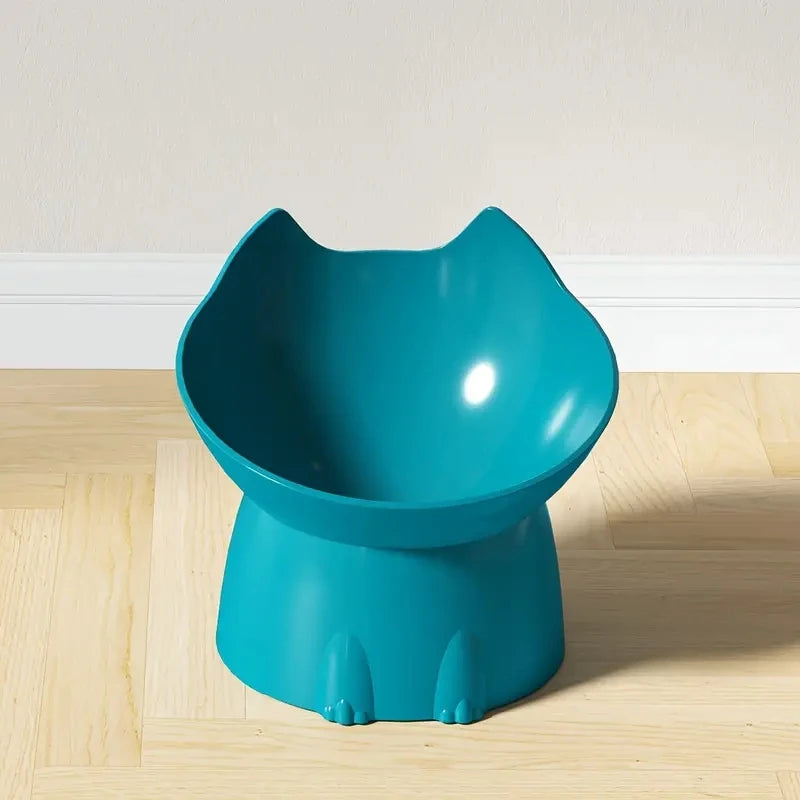 WhiskerWare Elevated Cat Bowl – Anti-Tip Raised Pet Feeding Dish with Tilted Edge