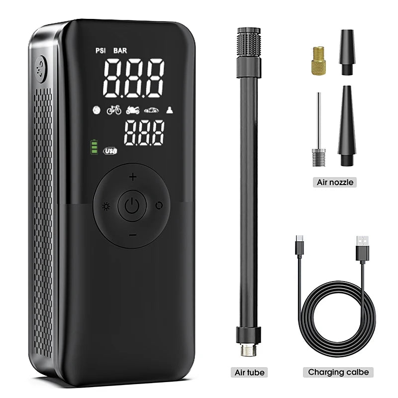 CARSUN Cordless Tyre Inflator – Rechargeable Digital Air Pump for Car, Bike & Balls