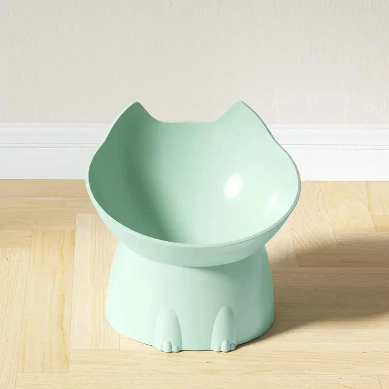 WhiskerWare Elevated Cat Bowl – Anti-Tip Raised Pet Feeding Dish with Tilted Edge
