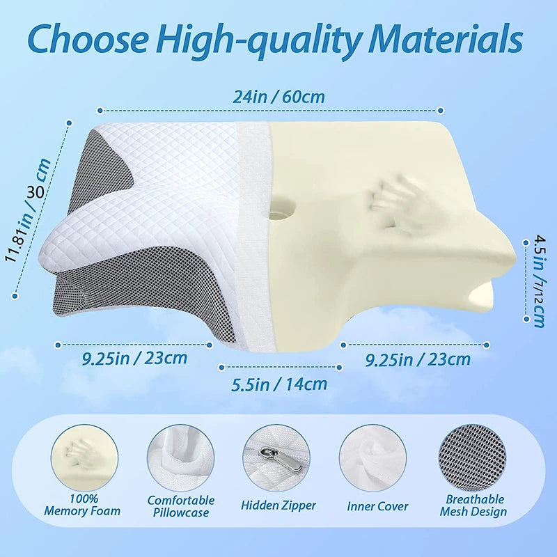 Memory Foam Cervical Pillow – 2-in-1 Ergonomic Contour Orthopedic Neck Support