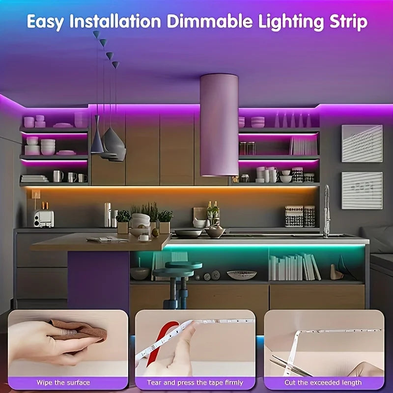 RGB LED Strip Lights 1M–40M – App-Controlled Flexible Room & Bedroom Decoration