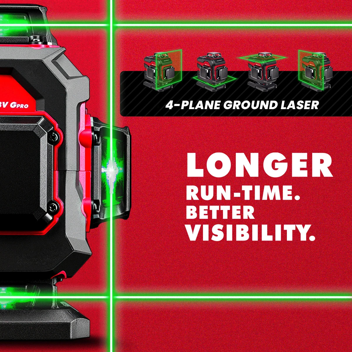 YEVOLT YVGLL4XS16 Series Green Laser Level 4-Plane 16-Line Self-leveling 360 3D Horizontal & Vertical Power Measuring Tools