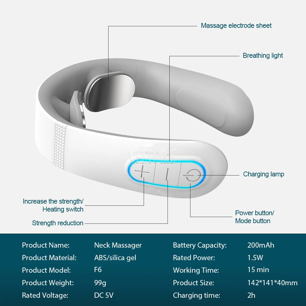EMS Pulse Neck Massager – Electric Smart Cervical TENS Pain Relief & Relaxation