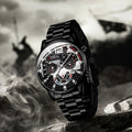 GAIETY Men's Black Quartz Watch | Stainless Steel, Calendar, Luminous Hands