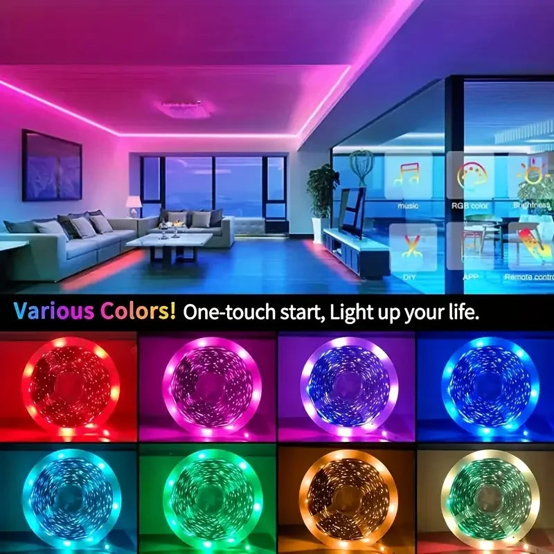 RGB LED Strip Lights 1M–40M – App-Controlled Flexible Room & Bedroom Decoration