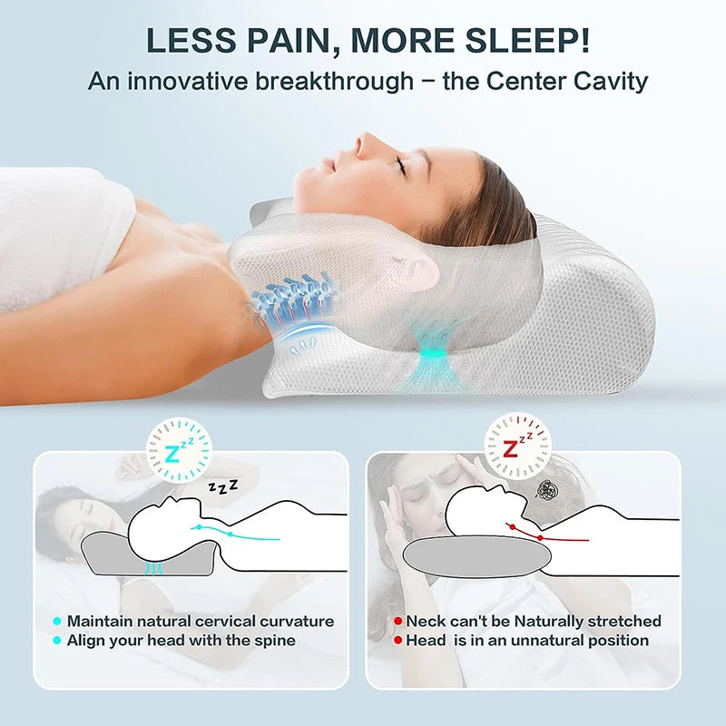Memory Foam Cervical Pillow – 2-in-1 Ergonomic Contour Orthopedic Neck Support