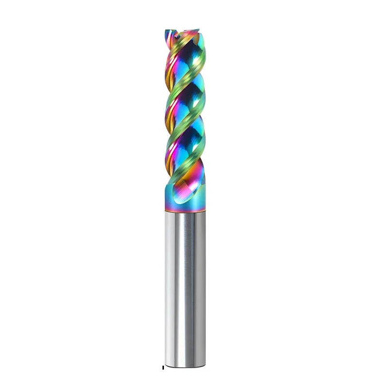 HRC65 DLC Color Coated High Gloss Aluminum Milling Cutter Special CNC U-groove Integral Tungsten Steel 3 Flute Carbide End Mill