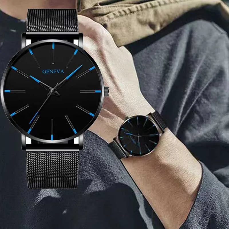 TVK Men's Ultra-Thin Stainless Steel Quartz Watch | Mesh Belt