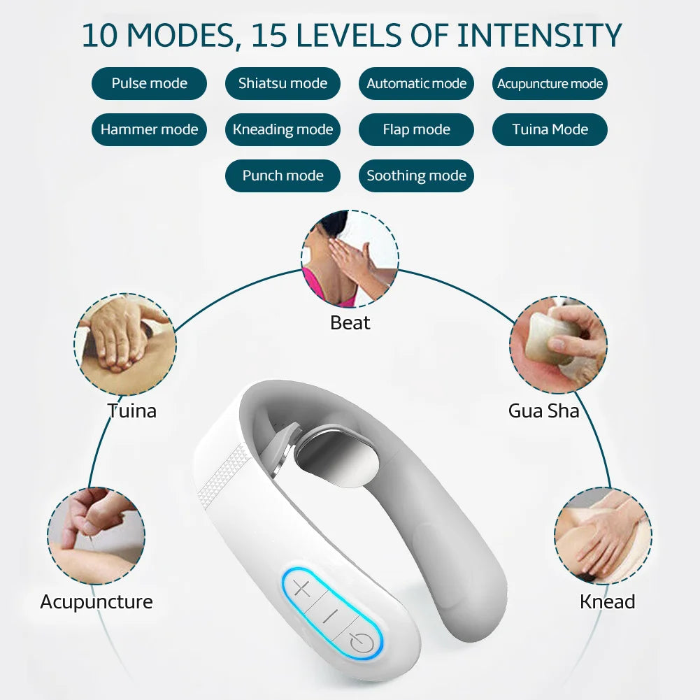 EMS Pulse Neck Massager – Electric Smart Cervical TENS Pain Relief & Relaxation