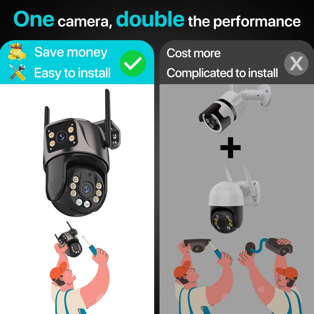 4K 8MP WiFi PTZ Security Camera – Dual Lens AI Auto Tracking Outdoor CCTV