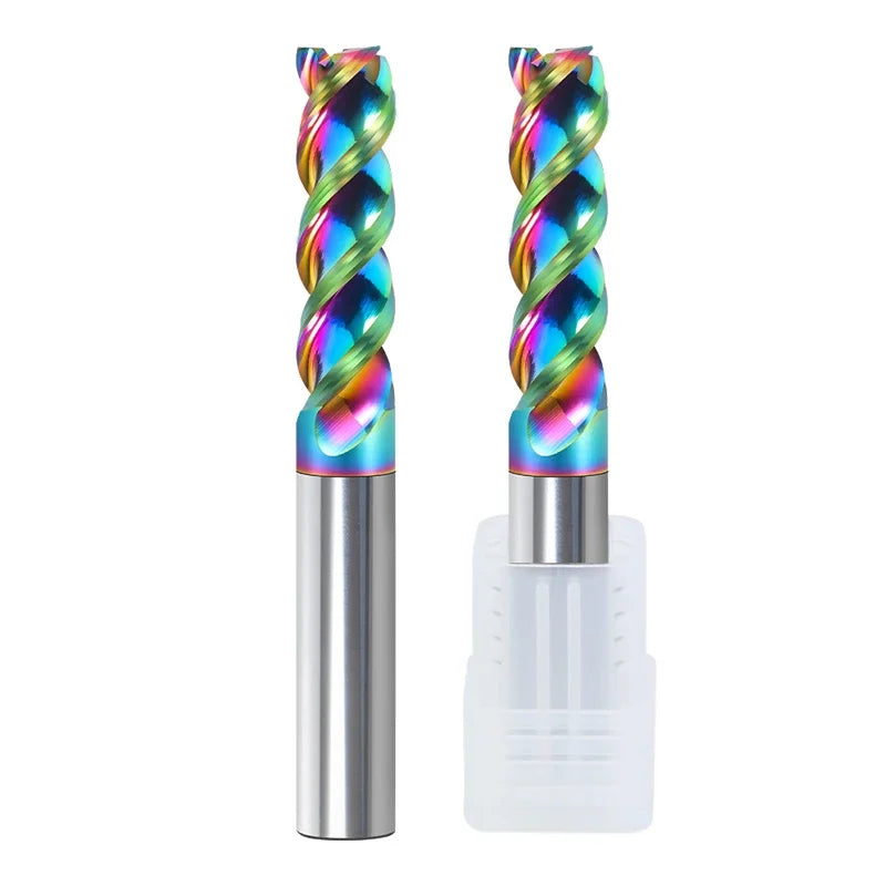HRC65 DLC Color Coated High Gloss Aluminum Milling Cutter Special CNC U-groove Integral Tungsten Steel 3 Flute Carbide End Mill