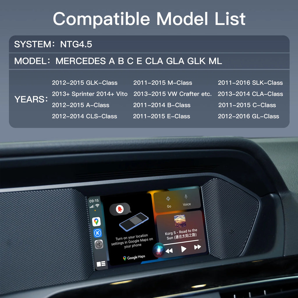 Wireless Carplay Suitable For Mercedes Benz A B C E CLA GLA GLK ML Sprinter NTG4.5 Becker Module Android Auto Navigation