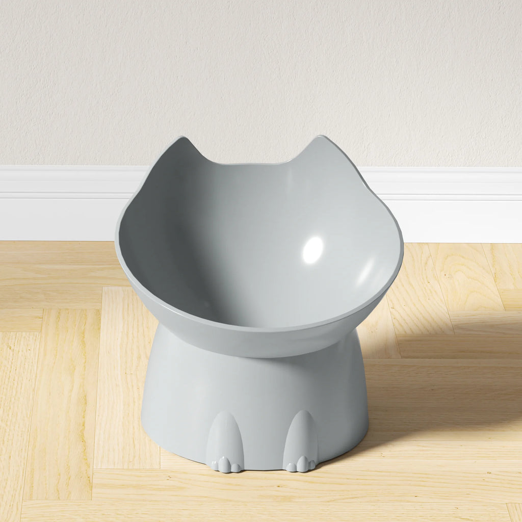 WhiskerWare Elevated Cat Bowl – Anti-Tip Raised Pet Feeding Dish with Tilted Edge