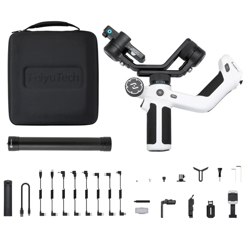 FeiyuTech SCORP Mini 2 for Mirrorless Camera Action Camre Smartphone, 3 Axis Stabilizer for Sony/GoPro/iPhone, AI Tracking
