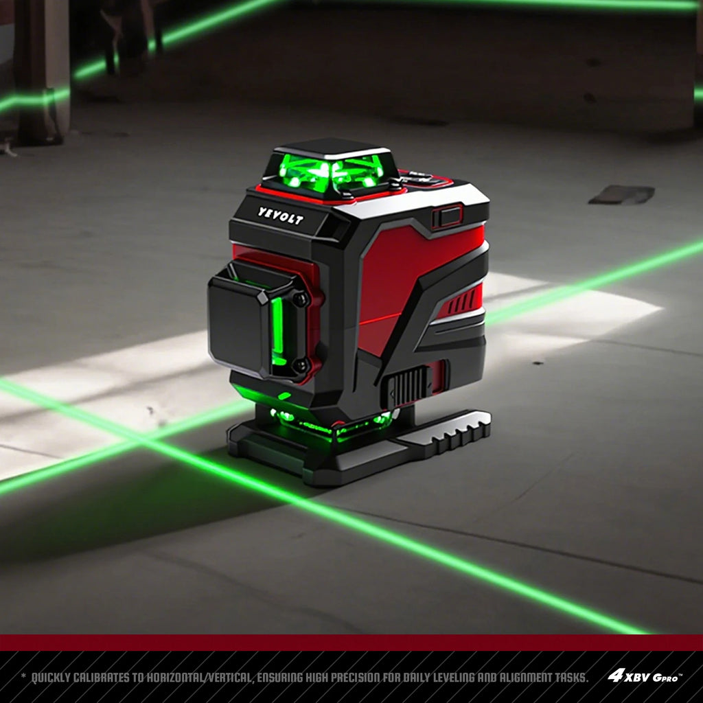 YEVOLT YVGLL4XS16 16 Lines 4-Plane Green Laser Level Tools 4D with 3Ah/5.2Ah Power Self-Leveling Machine Horizontal & Vertical