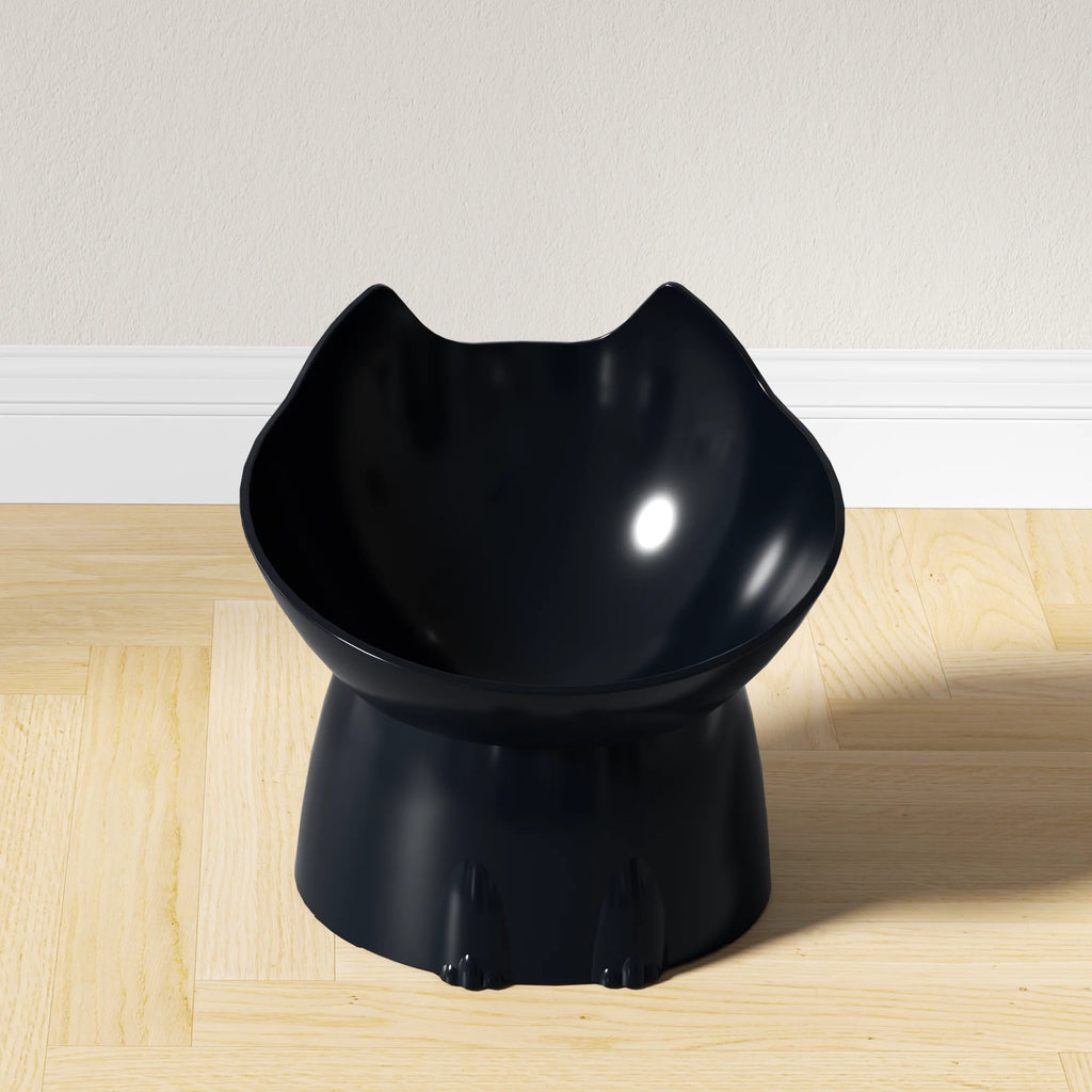 WhiskerWare Elevated Cat Bowl – Anti-Tip Raised Pet Feeding Dish with Tilted Edge