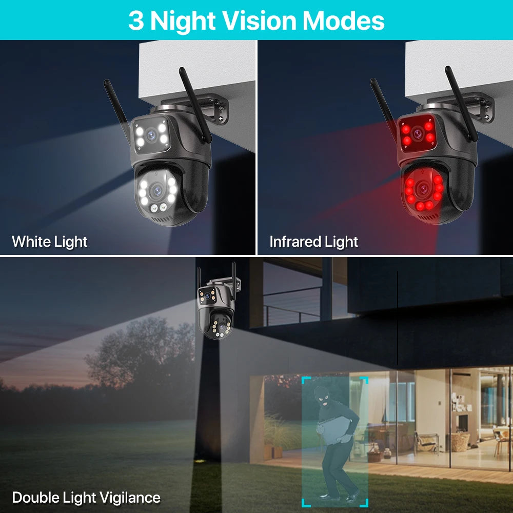 4K 8MP WiFi PTZ Security Camera – Dual Lens AI Auto Tracking Outdoor CCTV