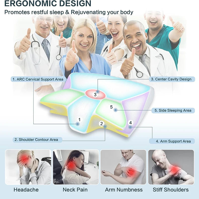 Memory Foam Cervical Pillow – 2-in-1 Ergonomic Contour Orthopedic Neck Support