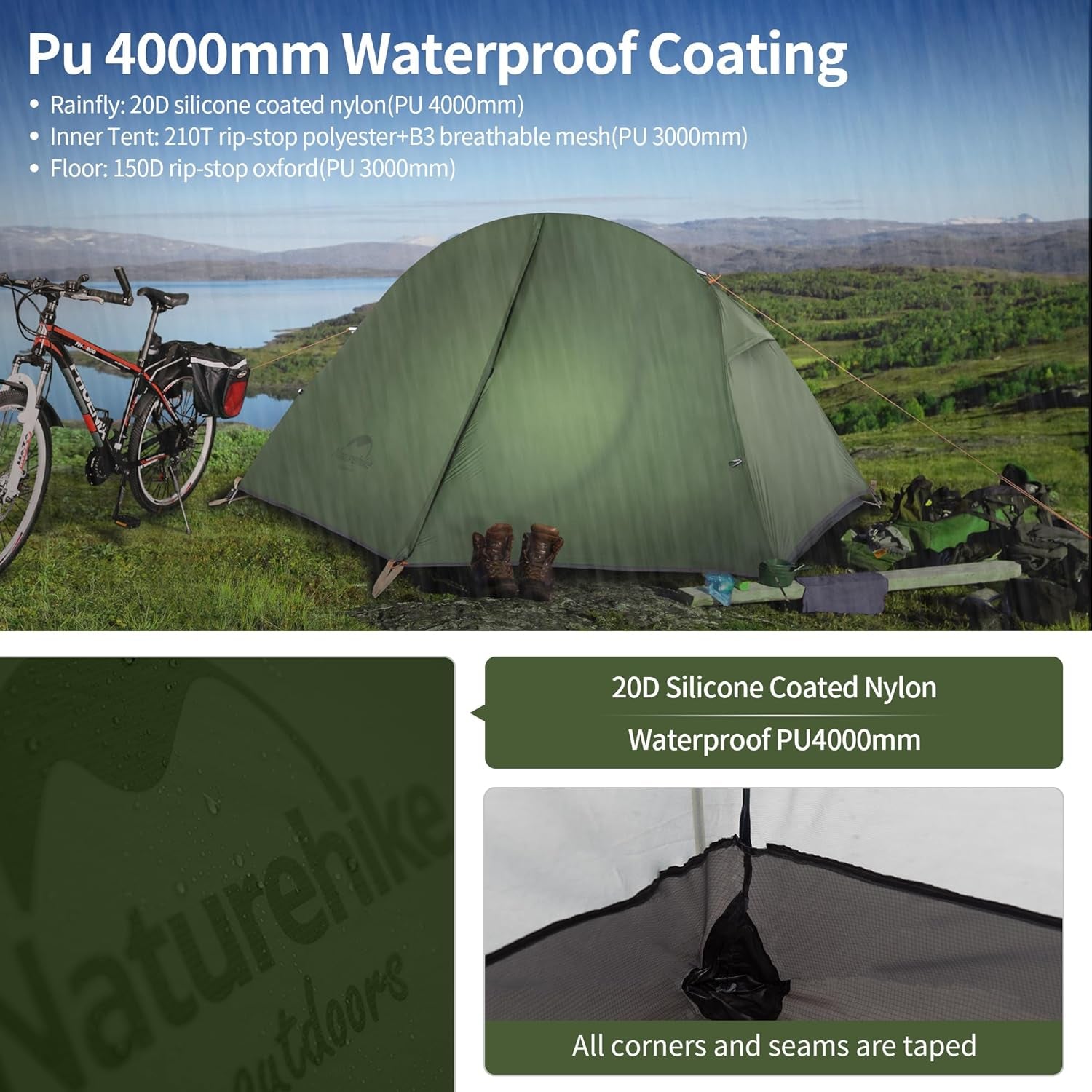 Lightweight Waterproof Backpacking Tent for One Person with Footprint - Ideal for Camping and Hiking